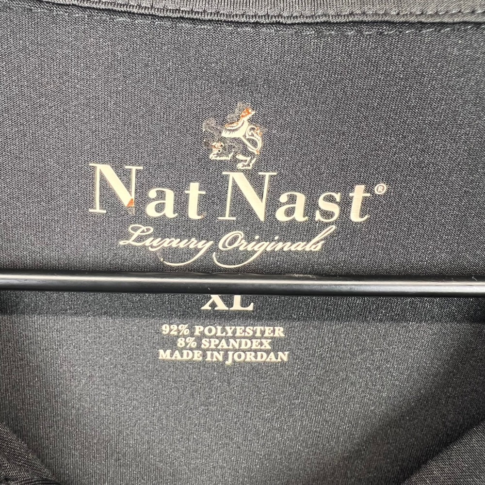 Nat Nast Polo Shirt Mens XL Black Short Sleeve Spandex Blend Performance EUC - Picture 2 of 6